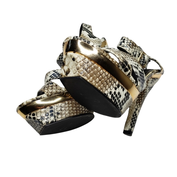 Colin Stuart | Reptile Snake Print Vegan Leather Platform Stiletto Platforms 8 - Picture 7 of 11